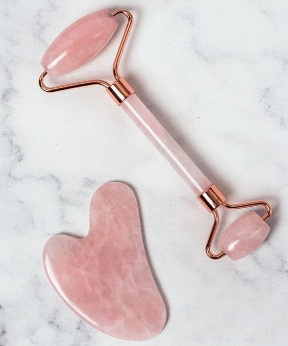 Rose Quartz Facial Roller & Gua Sha Sculpting Tool Set