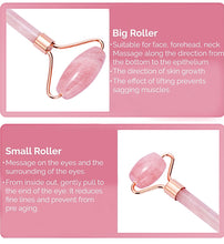 Load image into Gallery viewer, Rose Quartz Facial Roller &amp; Gua Sha Sculpting Tool Set
