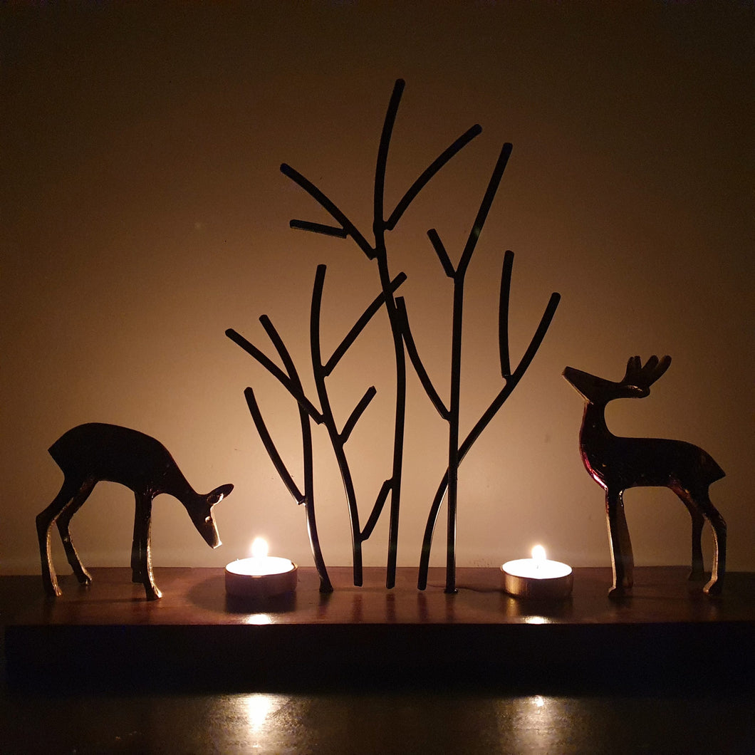 Glittering Deer Candle Stand