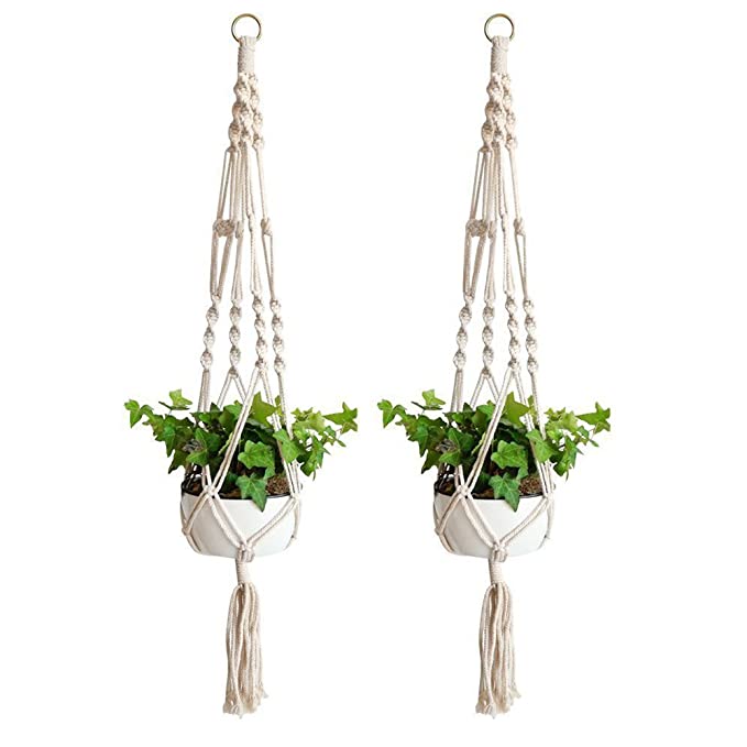 Macrame Plant Hanger 2 Pack Plant Hanger Cotton Rope Plant Hangers Indoor Outdoor