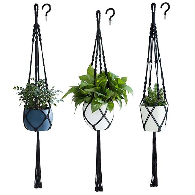 Plant Hanger 3pcs Black Indoor Hanging Planter Basket Flower Pot Holder