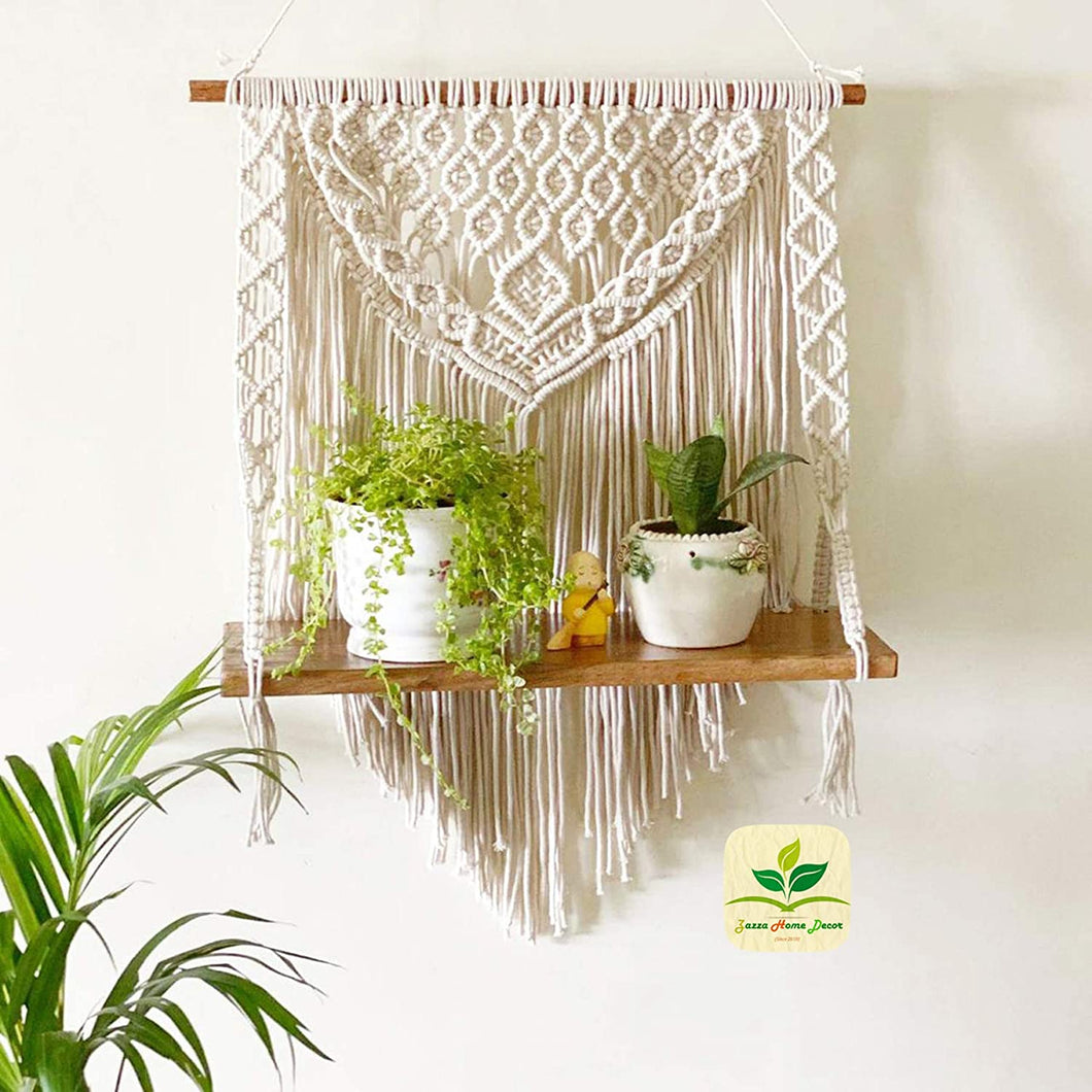 Macrame Boho Wall Hanging Shelf