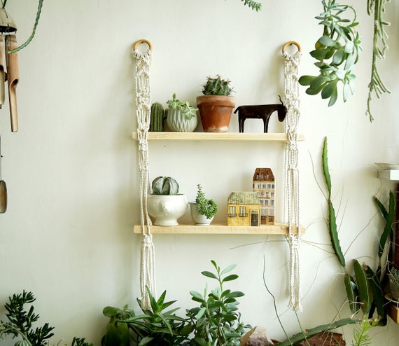 Macrame Chic Wall Hanging Shelf