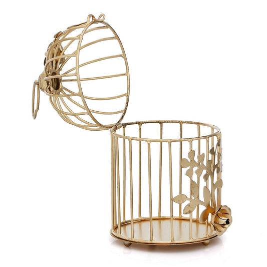 Big Gold Color Metal Bird Cage Tea Light Holder