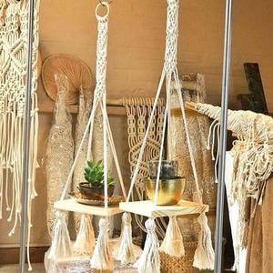 Macrame Modern Hanging Shelf and Plant Holder
