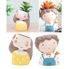 Load image into Gallery viewer, Small Bird Boy and  Girl Shape Resin Planter
