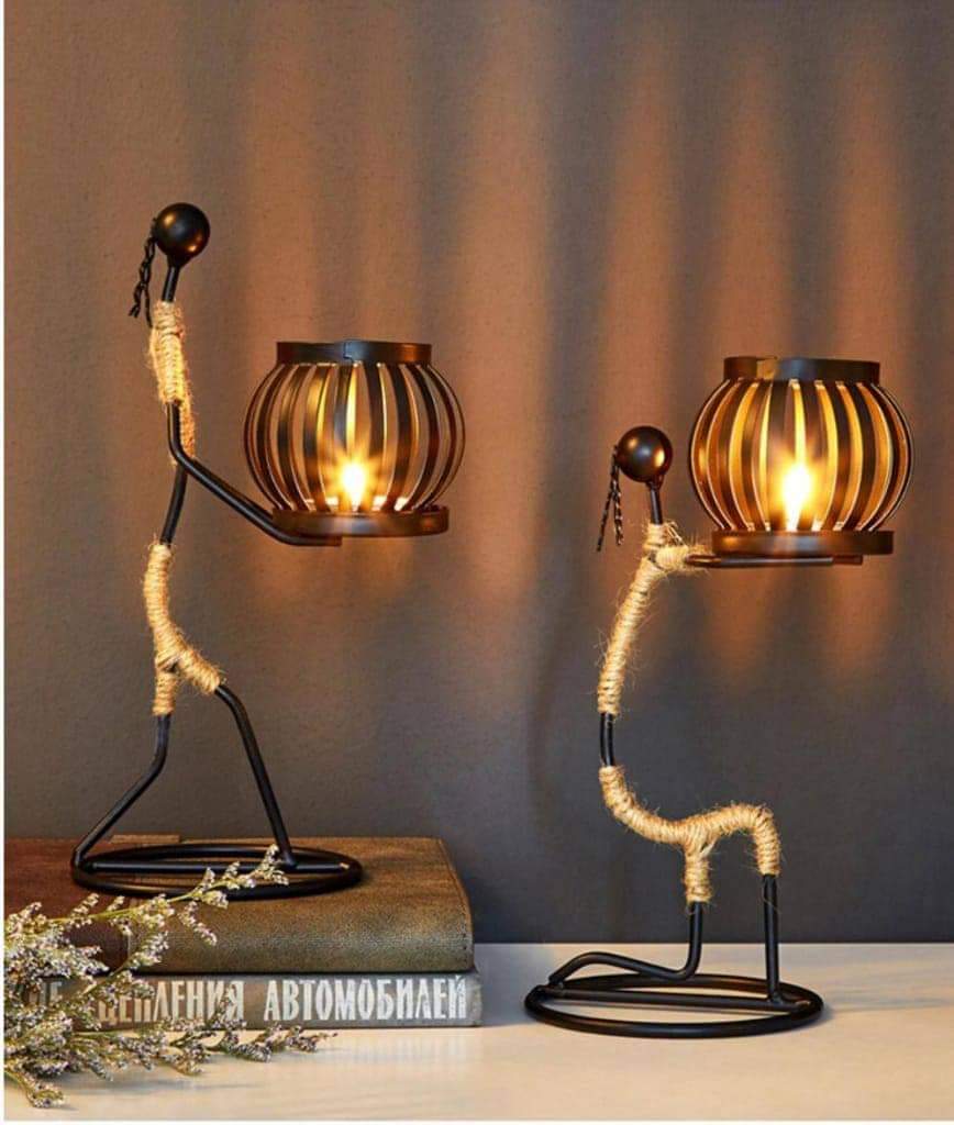 Tribal Man Candle Holder (Set of 2)